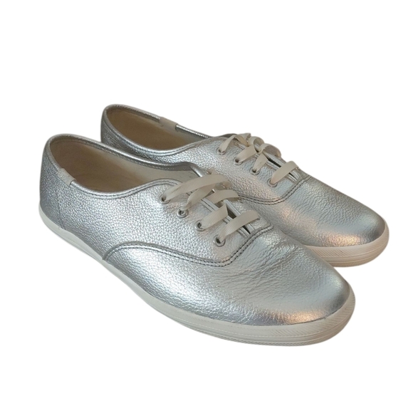 Kate Spasde + Keds Metallic Silver Sneakers Women's Tennis Shoes Size 8 - Picture 11 of 11